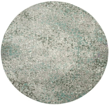 Safavieh Transitional Mystique Polyester Area Rug-Color:Grey/Light Blue,Shape:Round,Size:6'-7" X 6'-7"