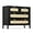 Black, variant on DWVO 47" Tall Natural Rattan Buffet Sideboard Cabinet 5 Drawer Boho Dresser Chest of Drawers with Golden Handles, Wood Dresser Storage Cabinet for Hallway, Entryway, Hold up to 300lbs, Black