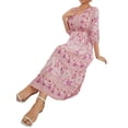 thumbnail image 6 of Franhais Women Casual Bohemian Dress, Vacation Floral Printed Half Sleeve V-Neck Midi Dress, 6 of 8