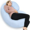 PharMeDoc Pregnancy Pillow with Light Blue Jersey Cover - C Shaped Body Pillow for Pregnant Women