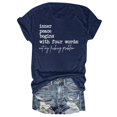thumbnail image 1 of iTNHFP Womens Summer Clothes Women With Four Words Lettering Printed Right Shoulder Round Neck Short Sleeve T Shirt Top, 1 of 3