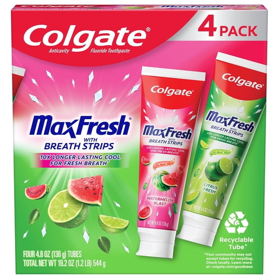 Colgate Max Fresh Fruity Toothpaste, 4.8 Ounce (Pack of 4)