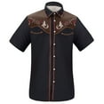 thumbnail image 3 of Mens Shirts Short Sleeve 3D Western Cowboy Print Lapel Casual Summer Shirt Brown XXXL, 3 of 5