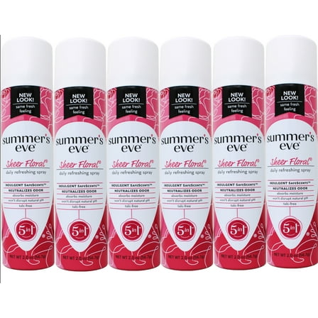 Summer's Eve Freshening Spray Deodorant, Sheer Floral 2 oz (Pack of 6)
