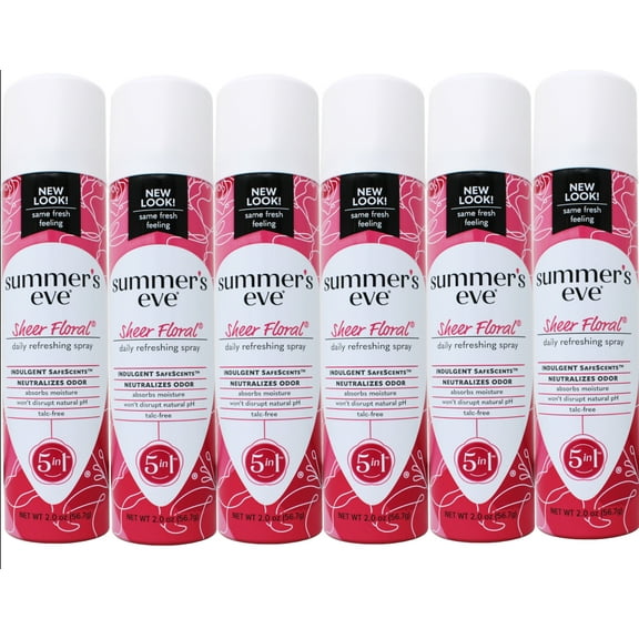 Summer's Eve Freshening Spray Deodorant, Sheer Floral 2 oz (Pack of 6)