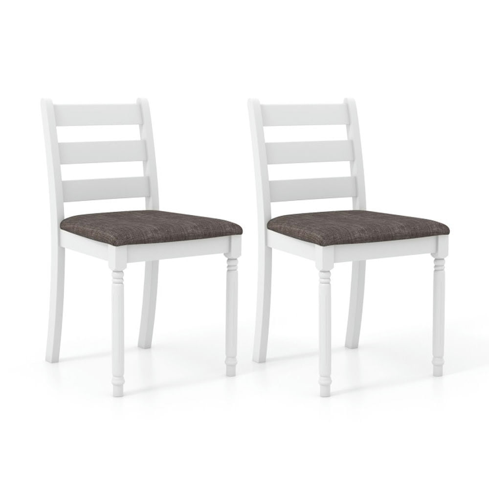 GVN Set of 2 Rubber Wood Dining Chairs with Upholstered Seat-White, Modern Chair for Dorm, Room, Office GVN Set of 2 Rubber Wood Dining Chairs with Upholstered Seat-White, Modern Chair for Dorm, Room, Office