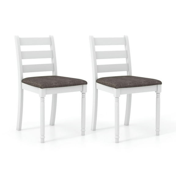 YYAo Dining Chairs, Dining Room Seating, Set of 2 Rubber Wood Dining Chairs with Upholstered Seat-White