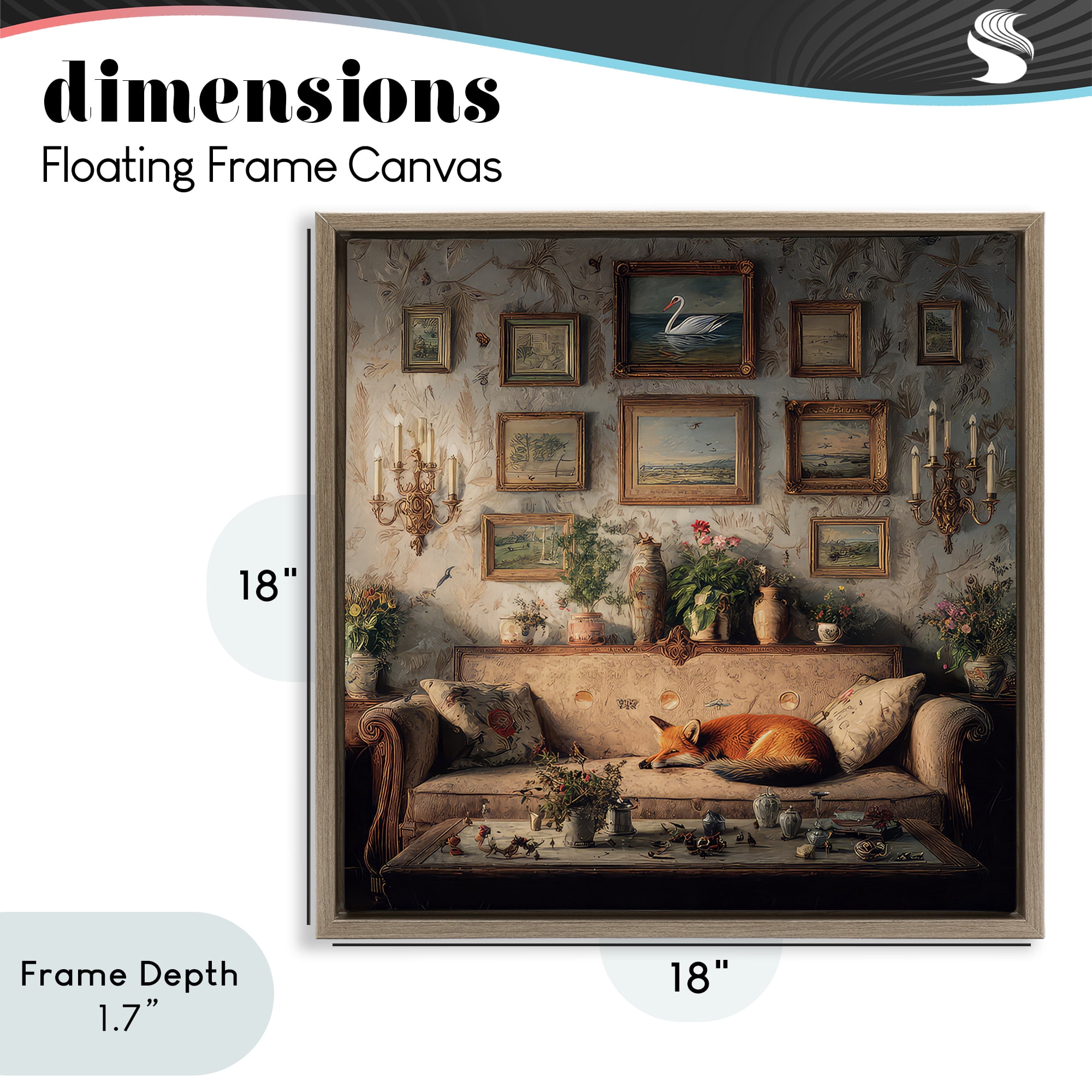 Stupell Industries Vintage Parlor with Fox Brown Framed Floater Canvas Wall Art, design by The Wands Want