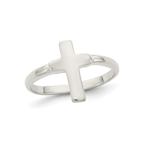 Gem & Harmony Sterling Silver Polished Cross Ring for Women