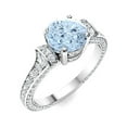thumbnail image 2 of 1.56 Ctw Round Aquamarine 925 Sterling Silver Solitaire Accents Women Valentines Day Gifts Ring, 2 of 2