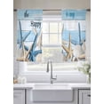 thumbnail image 5 of Sheer Curtains 54 Inches Long 2 Panels, Blue White Starfish on Wood Grain Rod Pocket Curtain Voile Draperies, Happy Place Quote Light Filtering Window Treatment for Living Room Kitchen Bedroom, 5 of 8
