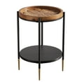 thumbnail image 7 of Finmind 2-Tier Round Side Table Set of 2, 15.8 Inch End Table with Solid Wood and Metal, Industrial Nightstand for Small Spaces, Living Room, Bedroom, Rustic Brown, 7 of 7