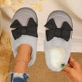 thumbnail image 2 of House Slippers Women Men Non-Slip Slip-on Round Toe Flats Casual Versatile Bow Fall Winter Outdoor Indoor Warm Slippers Home Slippers, 2 of 10