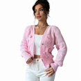 thumbnail image 5 of Women'S Bowknot Chunky Knit Cardigan Sweaters Open Front Cozy Long Sleeve Button Up Cardigan for Winter Pink S, 5 of 10