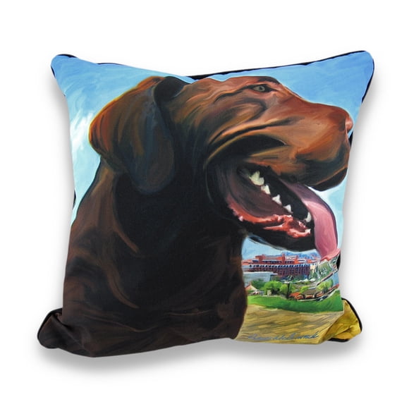 View From the Hill Chocolate Lab Dog Decorative Throw Pillow 18 in.