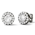 thumbnail image 3 of Charles & Colvard 14K White Gold Moissanite 5mm Round Halo Stud Earrings 1.28cttw DEW, 3 of 6