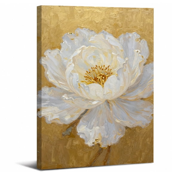 Floral Golden Canvas Wall Art Framed Bathroom Decor,perfect for bathroom bedroom or living room decor beautiful wall artwork,8x12in