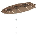 thumbnail image 4 of Patiojoy 15' Outdoor Solar LED Patio Double-Sided Market Umbrella Tan, 4 of 10
