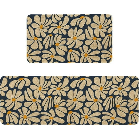 Blue Daisy Kitchen Mats Decor Blue Kitchen Rugs Sets Of 2 Floral Rug Home Decorations Indoor
