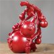 thumbnail image 3 of Red solid wood carved gourd with the character "福" (fortune/blessing) ornament, a decorative craft for home, living room, or office desktops, symbolizing wealth and good fortune., 3 of 4