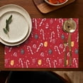 thumbnail image 5 of Red Christmas Candy Cane Pattern Summer Placemats Table Placemats Set Of 4-Linen Kitchen Washable Placemats Table Mats 11.8"x17.7" Non-Slip Heat Resistant, 5 of 6