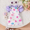 thumbnail image 2 of Paguaki Girl Clothes Summer Clothes Newborn Baby Girl Summer Clothes Ribbed Ruffle Short Sleeve Romper Daisy Suspender Overall Shorts 2Pc Outfits, 2 of 9