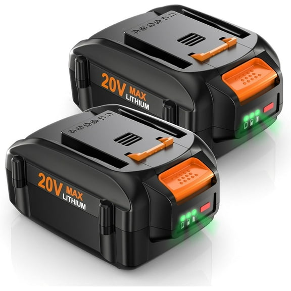 Powerextra 2 Pack 6.5Ah Replacement Battery for Worx 20V Lithium Battery, Compatible with Worx 20V Battery Charger and WA3520/WA3578/WA3525/WA3575/WA3671/WG151s/WG890, Replace for Worx 20V Battery