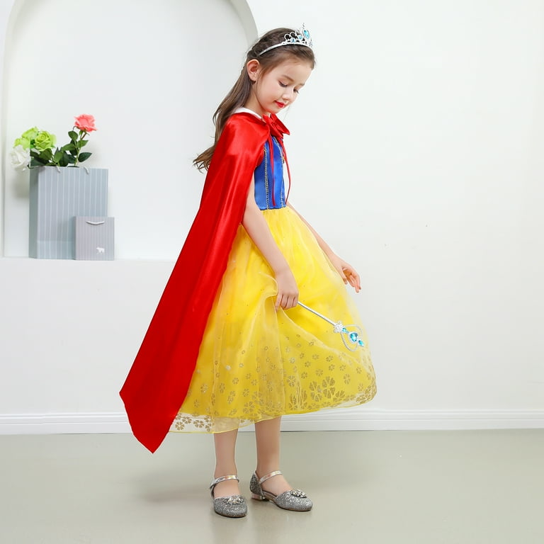 Dressy Daisy Girls Snow Queen Costume Dress - Long Sleeve Princess Gown With Train For Halloween, Birthday, Dress-Up