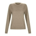 thumbnail image 4 of JIANJIA Sweaters For Women Fall Winter Knitted Solid Color Round Neck Long Sleeve Loose Casual Tops Pullover Sweater Sportwear,Beige,S, 4 of 7