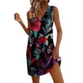 thumbnail image 3 of Summer Dresses for Women 2026 Plus Size Sleeveless V-Neck Floral Printed Summer Flowy Casual Swing A-Line Sundress Beach Outfits, 3 of 8