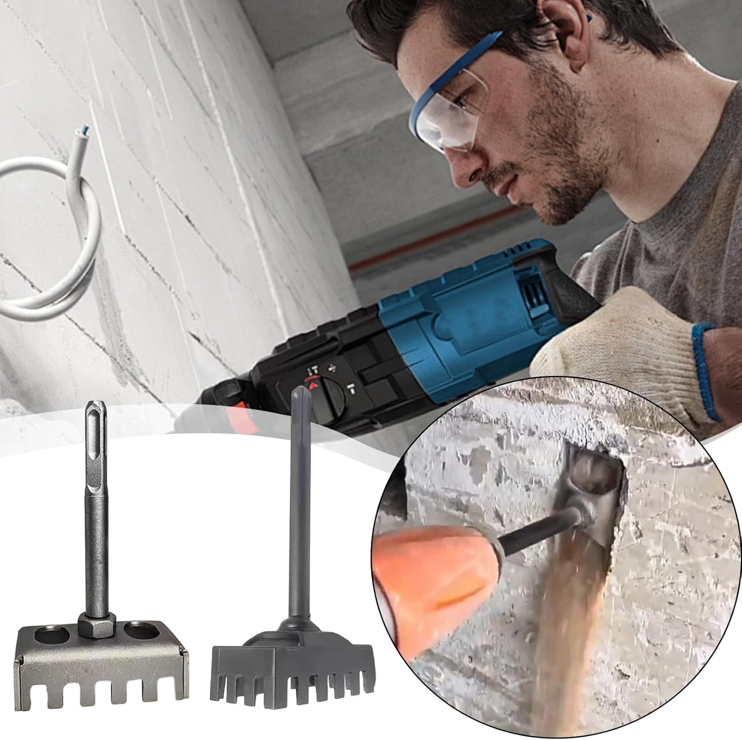 Creative Square Hole Cutter for Electrical Box, Chrome Steel Square Slot Cutter, Electrical Box Cutout Saw, Outlet Cutter Oscillating Tool for Brick Concrete Cement Stone 6.9''