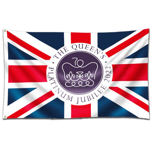 Muyoka Bandera de Union Jack grande de 90x150 cm con 2 ojales de metal Banderas nacionales del Reino Unido de colores vivos La reina 70 a帽os gloriosos Bandera de jubileo Bandera de jubileo de platino
