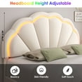 thumbnail image 6 of Homfa LED Bed Frame, Full Size Bed for Bedroom, Velvet Upholstered Platform Bed with Adjustable Headboard, Off-White, 6 of 8