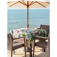 thumbnail image 3 of Outdoor Tablecloth with Umbrella Hole for Patio/Picnic/Party/Camping, Blue Spring Floral Waterproof Table Cloth Square Cover Washable, Pink Flowers Butterfly Rustic (60"x 60"), 3 of 8