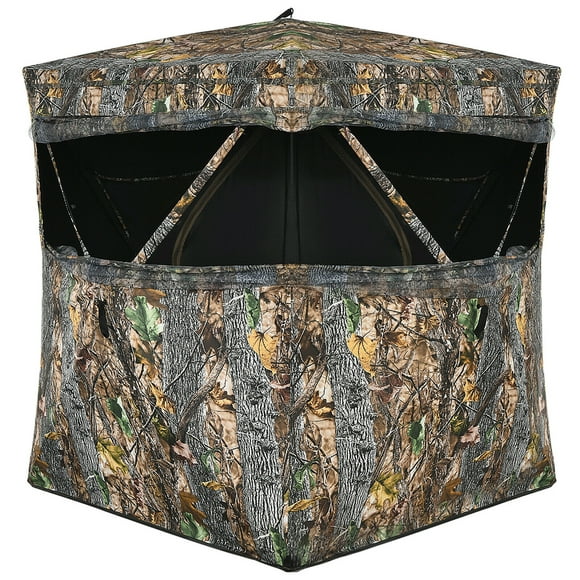 Gymax 3 Person Portable Hunting Blind Surround View Pop-Up Tent w/ Slide Mesh Window