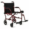 Medline Ultralight Transport Wheelchair with 19” Wide Seat Red Frame