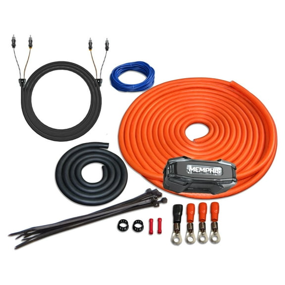 Memphis 4GKIT Memphis Audio 4GKIT 4-Gauge Amp Install Kit With ANL Fuse Holder With One 200A Fuse, And A Pair Of ETP-17 17-Foot RCAs