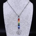 thumbnail image 4 of Collar de acero inoxidable con piedra natural y flor de loto de los 7 chakras, collar de curación de yoga y Reiki, joyería N9173s02, yin yang 50 cm JZP SR, 4 of 5