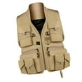 thumbnail image 3 of Chaleco de pesca para hombres Shamjiam Multi-bolsillos Khaki L, 3 of 9