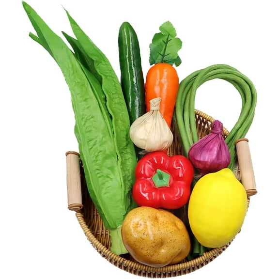 9PCS Simulation Artificial Vegetables Pepper Radish Potato Tomato Cucumber Eggplant Cabbage Photo Prop Cabinet Display Home Party Kitchen Decoration