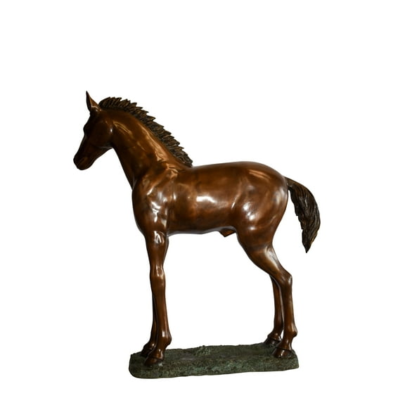Nifao Standing Pony Made of Bronze Statue – Home Decor Sculpture, 47"L x 12"W x 48"H