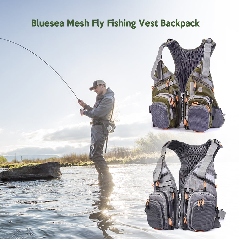 Blusea Gilet de Peche en Filet Sac a Dos Respirant en Plein Air