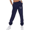 thumbnail image 2 of successthop Gym Sweatpants Women Fleece Drawstring Sportpants ELastic Heart Printed Joggers Low Rise Trousers, 2 of 7