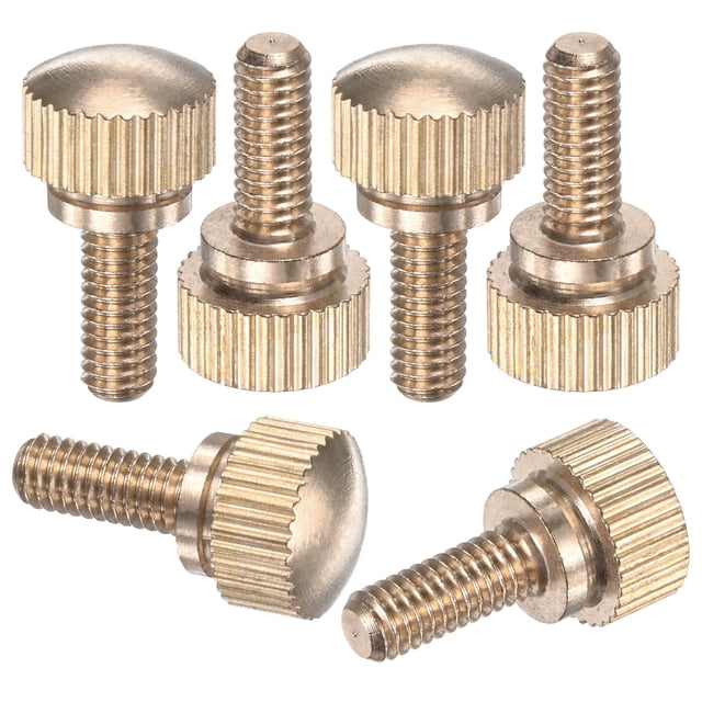 Uxcell 6-Pack Tornillos de Mariposa Estriados, M4x10mm Perillas de Cabeza Plana de Latón con Sujetador de Agarre de Hombro