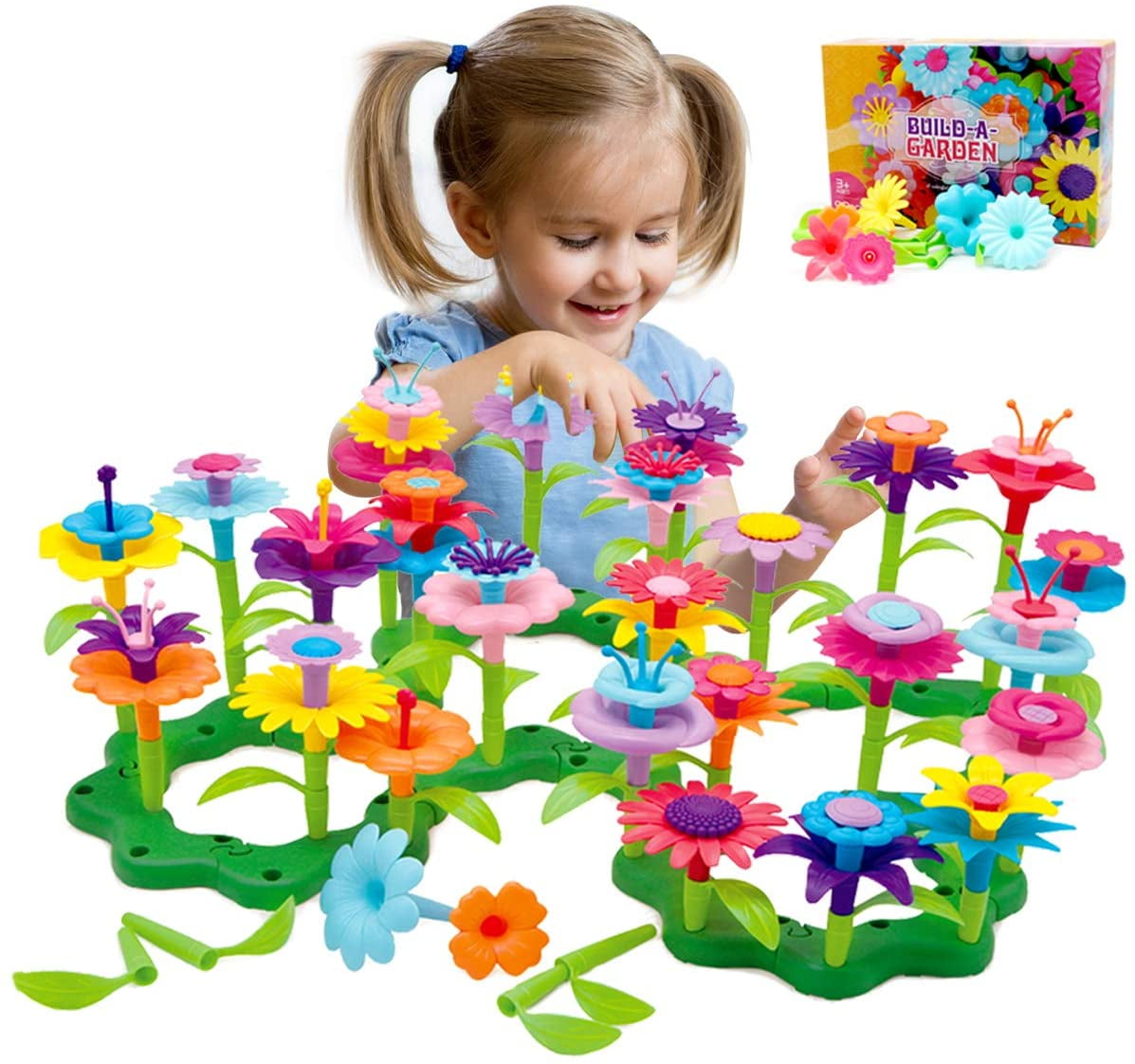Flower Garden Building Toys for Girls, 98 PCS Gardening Pretend Gift for Kids, Building Blocks