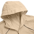 thumbnail image 4 of Men's Lightweight Sun Protection Windbreaker Fishing Jacket Active Stretch Hooded Shell Full Zip with Pockets for Hiking Travel Outdoor, Khaki, XL, 4 of 9