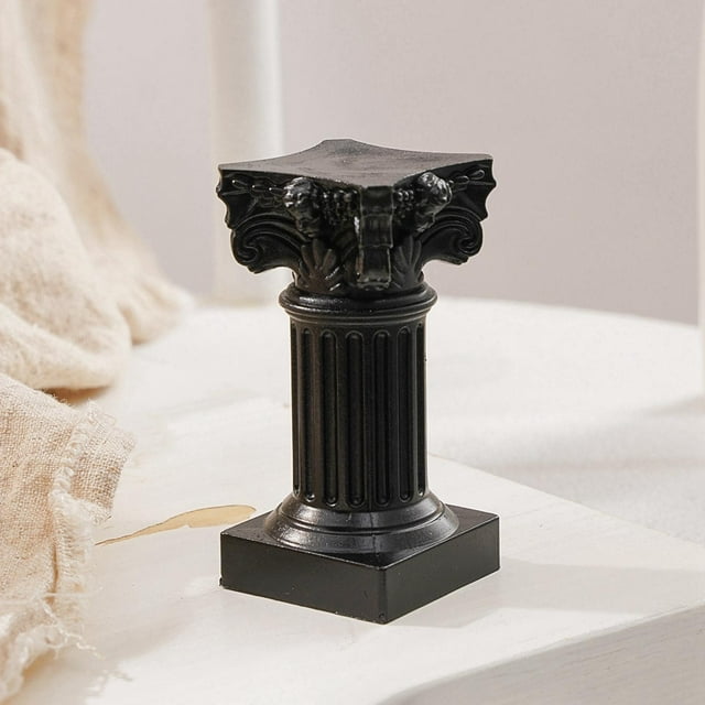 Creativo Miniatura Pilar Romano Estatua Pedestal Candelabro Candelabro Soporte Mesa de Boda Interior Hogar Comedor Diseño de Fiesta Decoración Regalos , negro