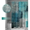 thumbnail image 3 of Teal Graffiti Shower Curtain Teal Green Gray Abstract Grunge Art Brush Oil Painting Polyester Bath Curtain with plastic hooks Fabric Shower Curtain for Bathroom Home Decorations, 36"x72", 3 of 6