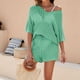 thumbnail image 3 of Jersey de punto hueco + Pantalones cortos Conjunto de pantalones cortos de cintura alta de mujer simple de 2 piezas FLhrweasw Nuevo, 3 of 9