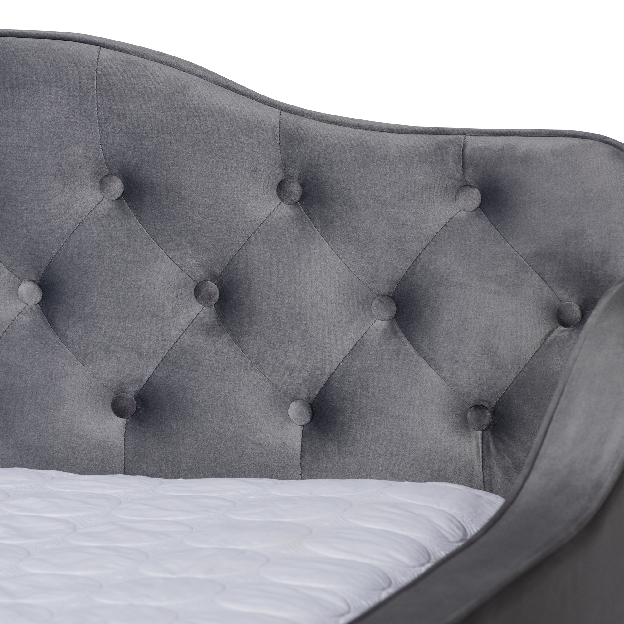 Baxton Studio Freda Transitional and Contemporary Grey Velvet Upholstered and Button Tufted Full Size Daybed